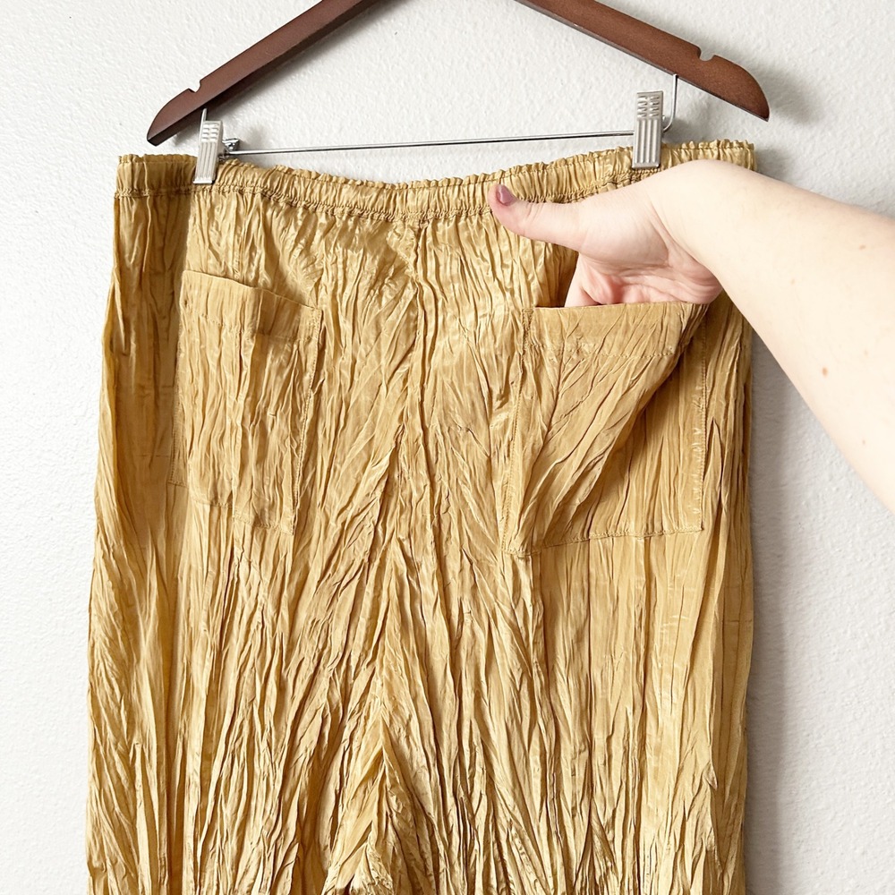 J. Crew New Soleil Gold Metallic Crinkle Pull-on Pants women's size XXL NEW - Picture 8 of 11